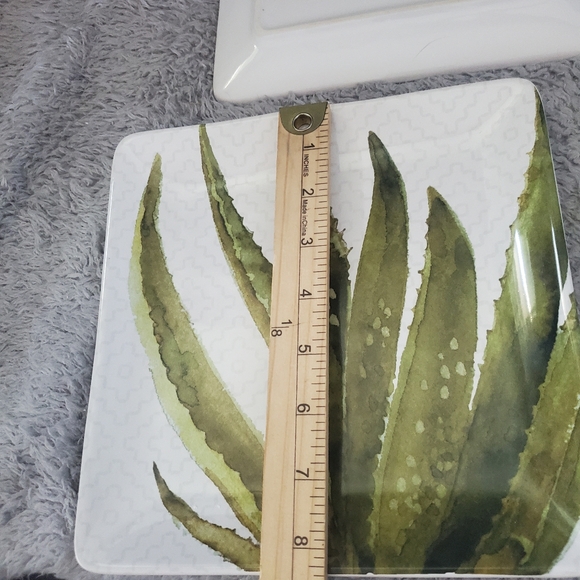 Cactus Verde Set of 4 Square 8.5" Ceramic Salad/Dessert Plates – Assorted Waterc - Picture 4 of 9